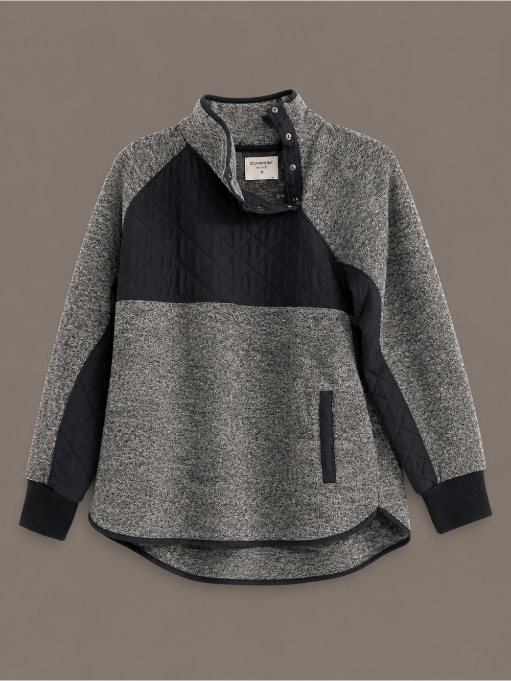 Abercrombie & Fitch Quilted-Panel Pullover Sweatshirt - Gray & Black